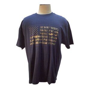 Buckhorn River Mens American Flag Graphic T-Shirt XXL Navy Blue 100% Cotton